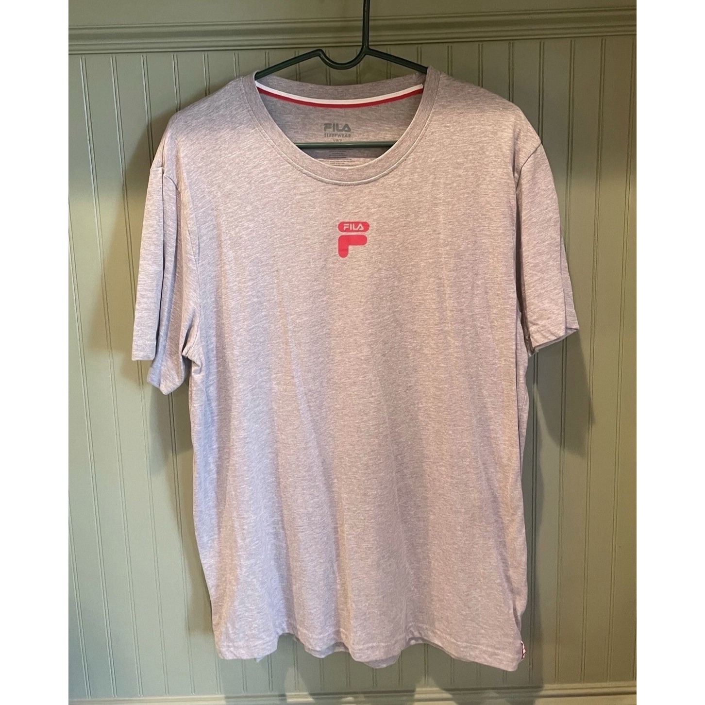 Fila Red Graphic Logo Mens Sleepwear Gray Short Sleeve T Shirt Size Large